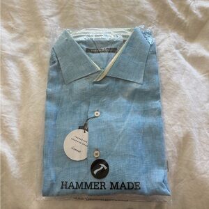 Hammer Made Sky Blue Casual Button Down Shirt